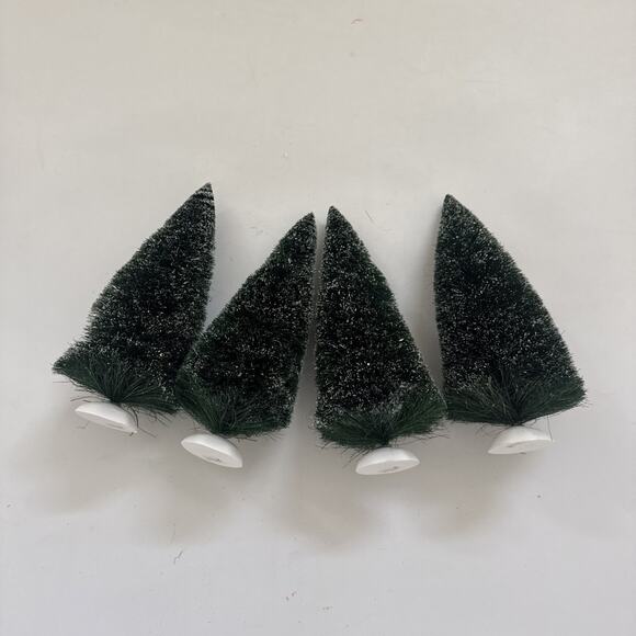 Lot 6 Dept 56 Snowy Sisal Brush Christmas Trees Christmas Village Display Decor - Picture 9 of 12
